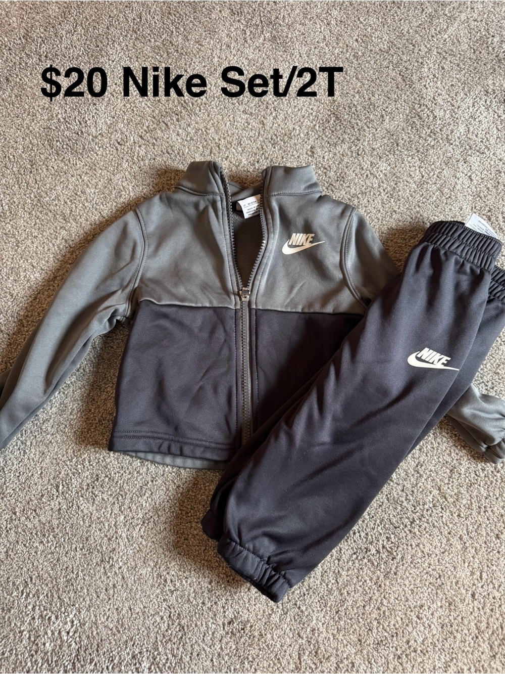 Nike Kids Grey and Black Sweatpants & Jacket Set